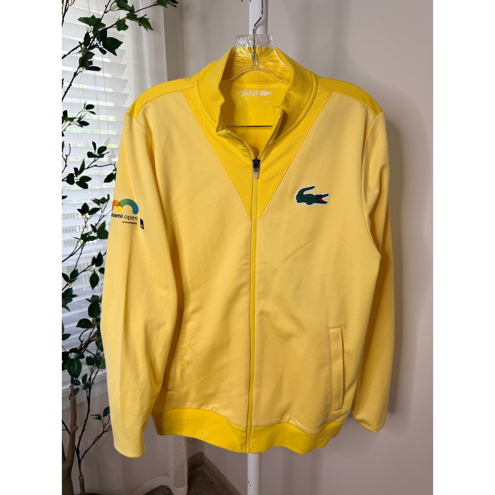 Lacoste Sport Miami Open Yellow Full Zip Track Jacket Womens Medium - Picture 2 of 8